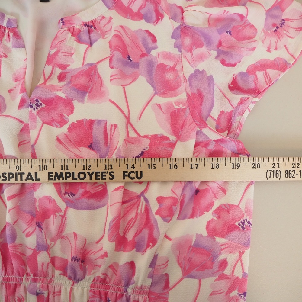 Talbots Spring Poppies Pink Floral Dress Women's Size 16 Romantic Flutter Art - Picture 8 of 11